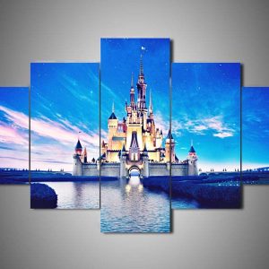 Disney Castle 2 Cartoon - 5 Panel Canvas Art Wall Decor