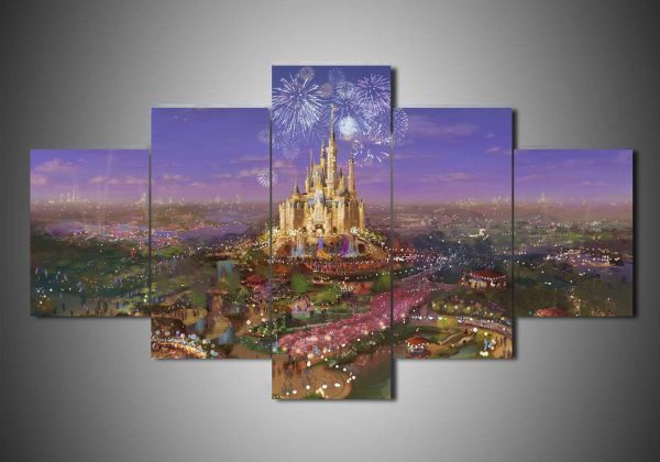 Disney Castle 3 Disney - 5 Panel Canvas Art Wall Decor