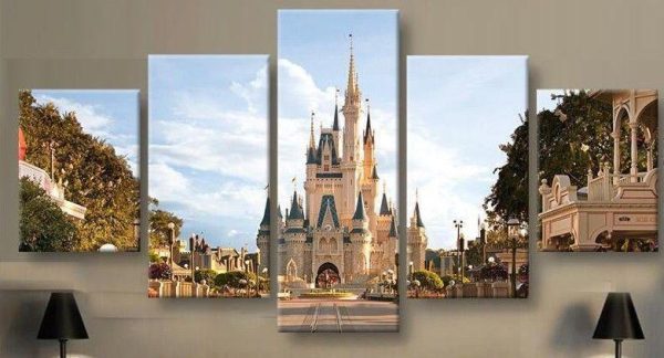 Disney Castle Disney - 5 Panel Canvas Art Wall Decor