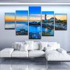 Distant Lighthouse - Nature 5 Panel Canvas Art Wall Decor