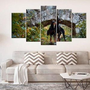 Doberman Pinscher Dog Lover - Animal 5 Panel Canvas Art Wall Decor