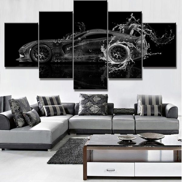 Dodge Viper Water Car - 5 Panel Canvas Art Wall Decor