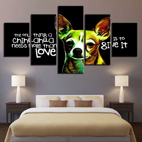 Dog And Letter - Animal 5 Panel Canvas Art Wall Decor