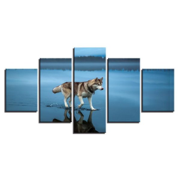 Dog Husky 2 - Animal 5 Panel Canvas Art Wall Decor