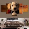 Dog flowers - Animal 5 Panel Canvas Art Wall Decor