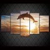 Dolphin Ocean Seascape 1 - Animal 5 Panel Canvas Art Wall Decor