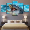 Dolphins 13 - Animal 5 Panel Canvas Art Wall Decor