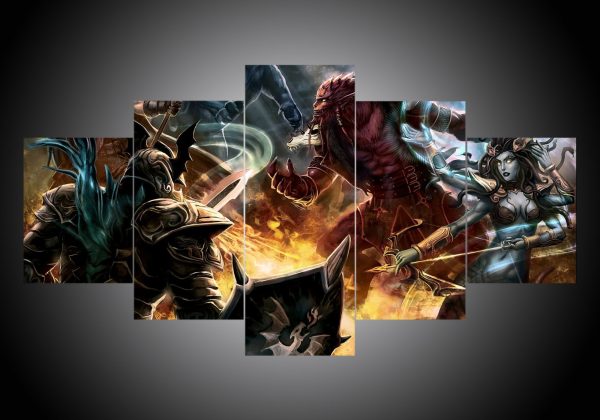 Dota 3 - Gaming 5 Panel Canvas Art Wall Decor