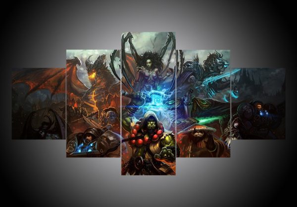 Dota Vs Starcraft - Gaming 5 Panel Canvas Art Wall Decor