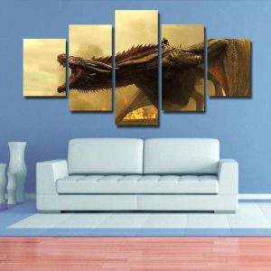 Dracarys 01 - Movie 5 Panel Canvas Art Wall Decor