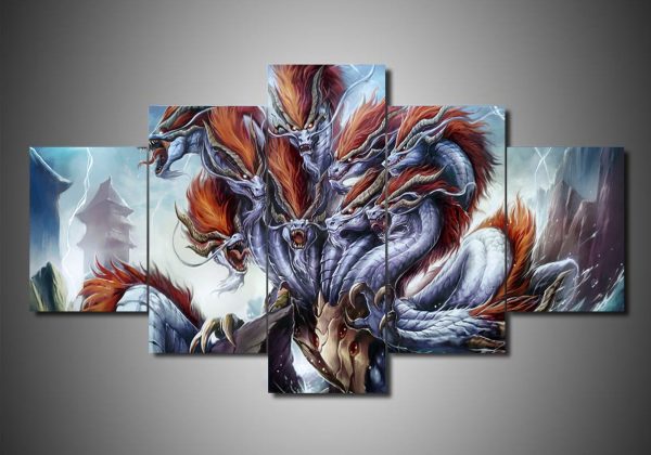 Dragon 10 - Abstract 5 Panel Canvas Art Wall Decor