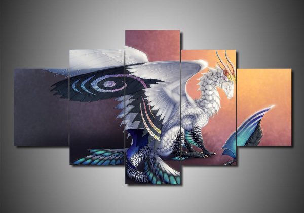 Dragon 11 - Abstract 5 Panel Canvas Art Wall Decor