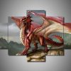 Dragon 3 Abstract Animal - 5 Panel Canvas Art Wall Decor