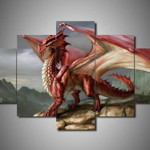 Dragon 3 Abstract Animal - 5 Panel Canvas Art Wall Decor