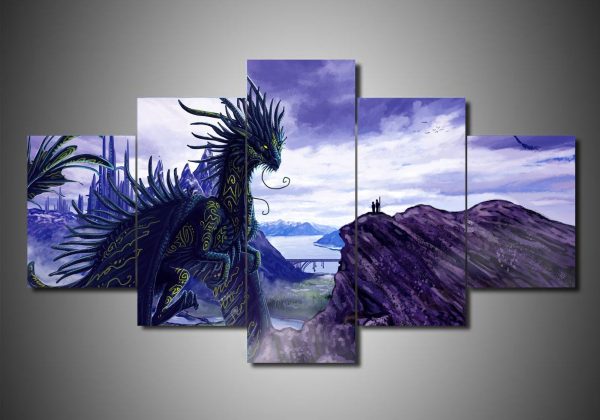 Dragon 4 - Abstract 5 Panel Canvas Art Wall Decor