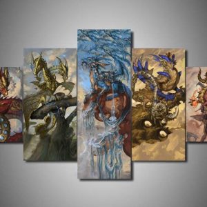 Dragon 5 - Abstract 5 Panel Canvas Art Wall Decor