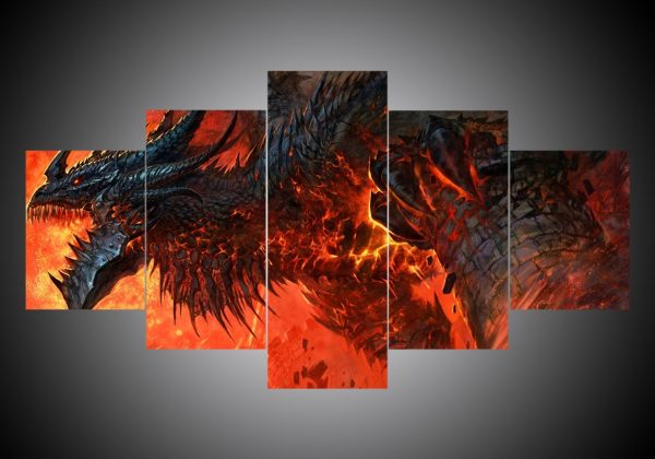 Dragon 6 - Abstract 5 Panel Canvas Art Wall Decor