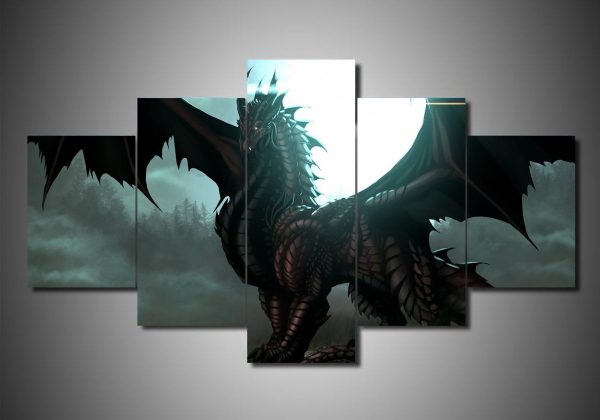 Dragon 7 - Abstract 5 Panel Canvas Art Wall Decor