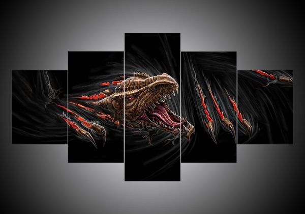 Dragon 8 - Abstract 5 Panel Canvas Art Wall Decor