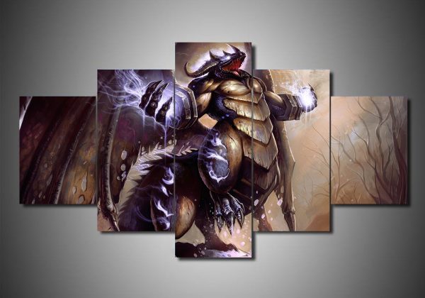 Dragon 9 - Abstract 5 Panel Canvas Art Wall Decor