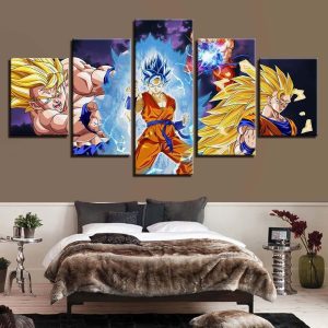 Dragon Ball Animation Simple 4 - Anime 5 Panel Canvas Art Wall Decor