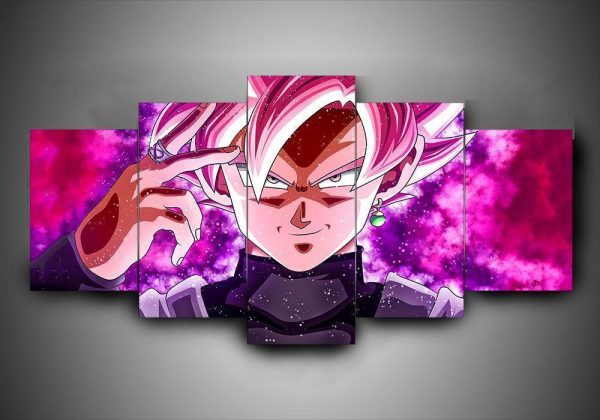 Dragon Ball Goku Black Super Saiyan Rose Anime - 5 Panel Canvas Art Wall Decor