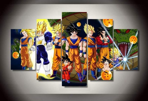 Dragon Ball Group - Cartoon 5 Panel Canvas Art Wall Decor