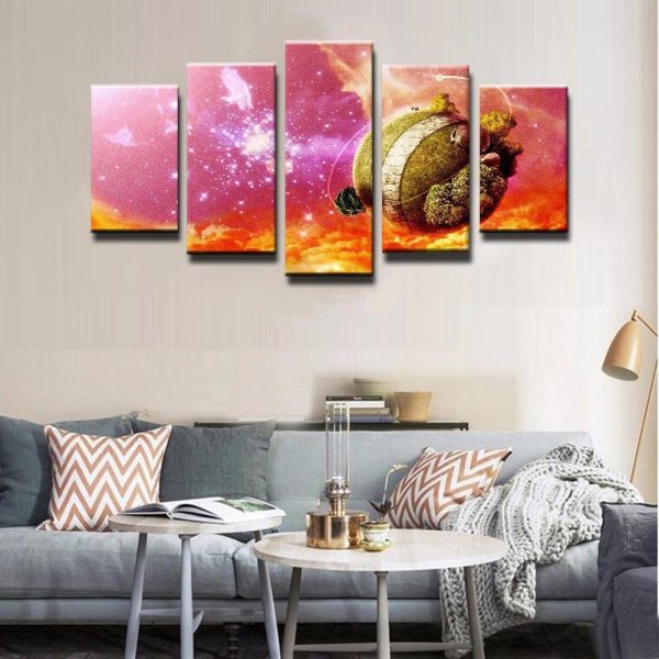 Dragon Ball In Pink - Sapce 5 Panel Canvas Art Wall Decor