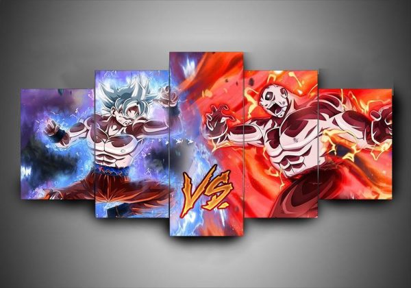 Dragon Ball - Goku Vs Jiren - Anime 5 Panel Canvas Art Wall Decor