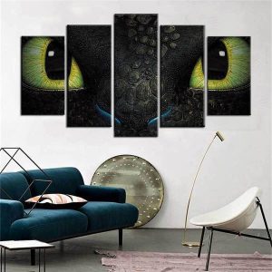 Dragon Toothless Cartoon - 5 Panel Canvas Art Wall Decor