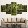 Dream Green Forest Animal Deer - Abstract Animal 5 Panel Canvas Art Wall Decor