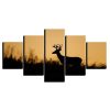 Dusk Forest Deer - Animal 5 Panel Canvas Art Wall Decor