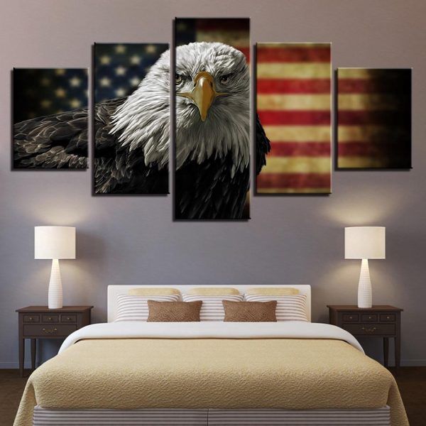 Eagle 8 - Animal 5 Panel Canvas Art Wall Decor