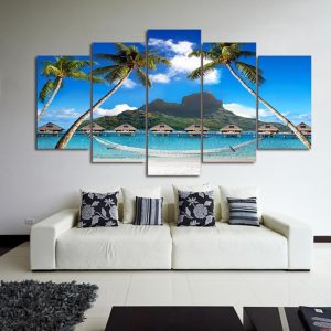 Eascape Surf Sand Beach - Nature 5 Panel Canvas Art Wall Decor