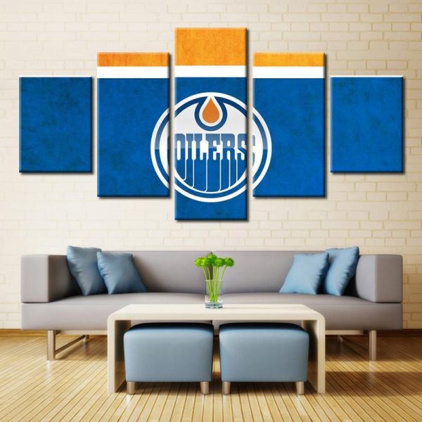 Edmonton Oilers Nhl Team Logo - Sport 5 Panel Canvas Art Wall Decor