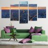 Eiffel Tower Night Scenery - Nature 5 Panel Canvas Art Wall Decor