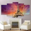 Eiffel Tower Rosy Coulds - Nature 5 Panel Canvas Art Wall Decor