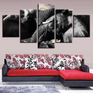 Elephant 22 - Animal 5 Panel Canvas Art Wall Decor