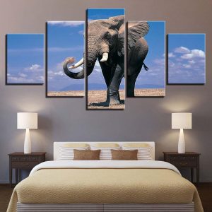 Elephant 52 - Animal 5 Panel Canvas Art Wall Decor