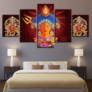 Elephant God Ganesha 5 - Religion 5 Panel Canvas Art Wall Decor