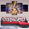 Elephant Trunk God Ganesha 2 - Religion 5 Panel Canvas Art Wall Decor