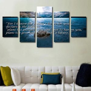 Eremiah 29:11 #3 For I Know The Plans I Have For You Bible Verse On Multi Nature - 5 Panel Canvas Art Wall Decor