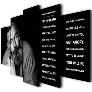 Ernest Hemingway - Famous Person 5 Panel Canvas Art Wall Decor