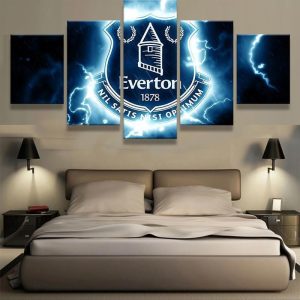 Everton Thunder Logo Soccer - 5 Panel Canvas Art Wall Decor