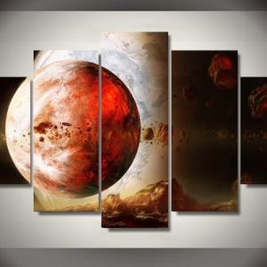 Exoplanet Planet Space Stars 01 - Space 5 Panel Canvas Art Wall Decor