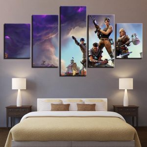 F0Rtnite Battle Royale Team Up - Gaming 5 Panel Canvas Art Wall Decor