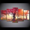 Fall Season Autumn Trees Tree Sunrise Forest Modern Nature - 5 Panel Canvas Art Wall Decor