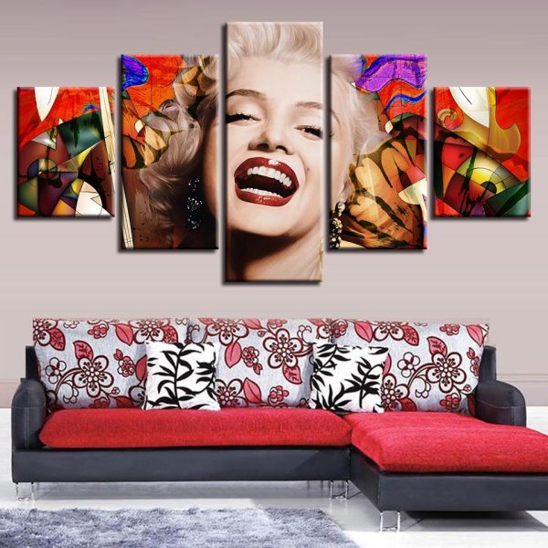 Famous Actress Marilyn Monroe - Famous Person 5 Panel Canvas Art Wall Decor