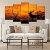 Fantasy Sunset - Animal 5 Panel Canvas Art Wall Decor