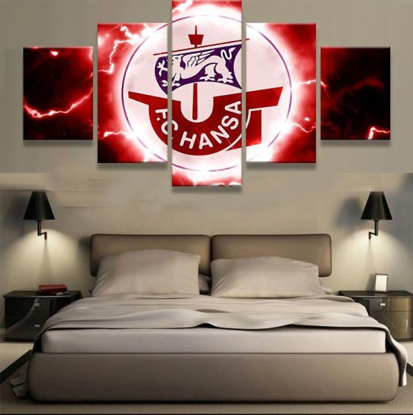 Fc Hansa Rostock Sports Football Team - Sport 5 Panel Canvas Art Wall Decor